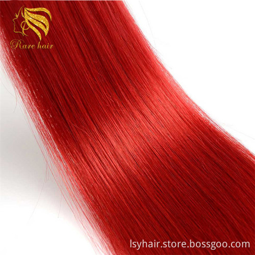 Lsy Customized Wholesale Remy Double Drawn Tape In Hair Extensions, Original Skin Weft Red Russian Human Hair Tape Extensions
